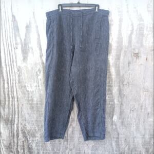 Coldwater Creek 100% Linen Gauzy Pinstripe Boho Gypsy Pants Women's XL